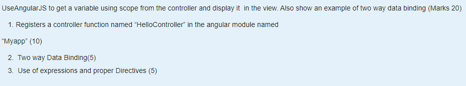 Solved UseAngularJS to get a variable using scope from the | Chegg.com