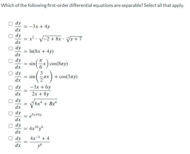 Solved Which of the following first-order differential | Chegg.com