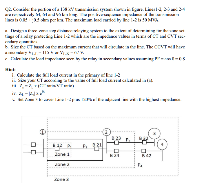 Solved Q2. Consider the portion of a 138kV transmission