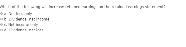 Solved Which of the following will increase retained | Chegg.com