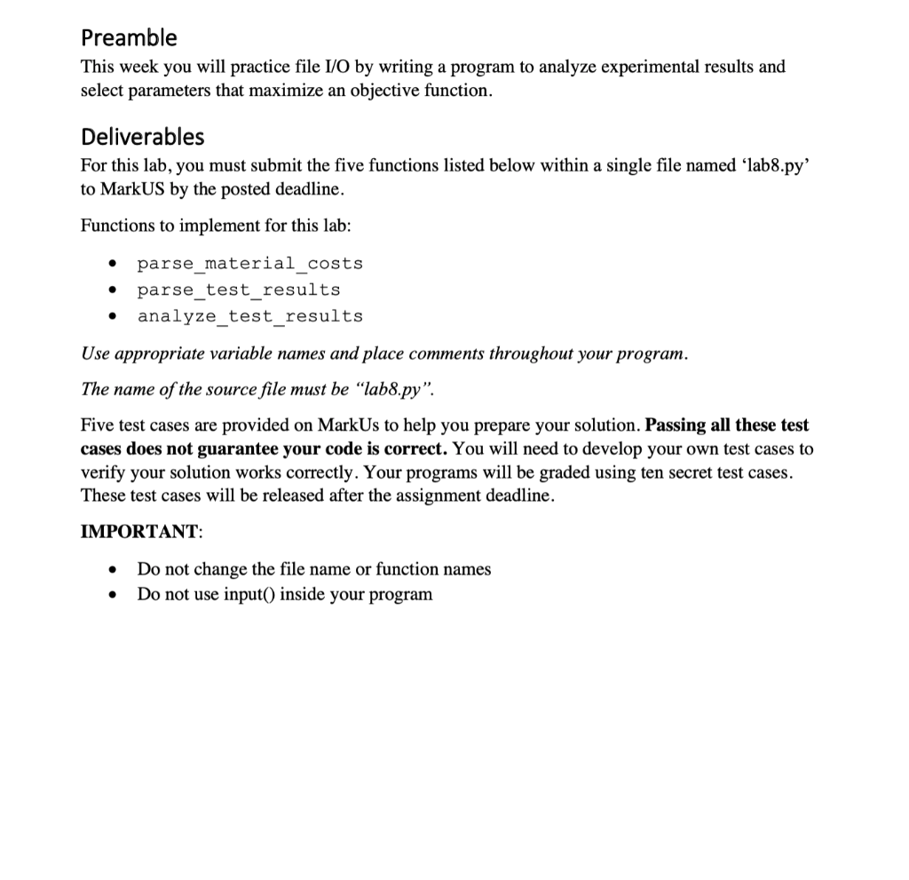 Preamble This Week You Will Practice File I O By W Chegg Com