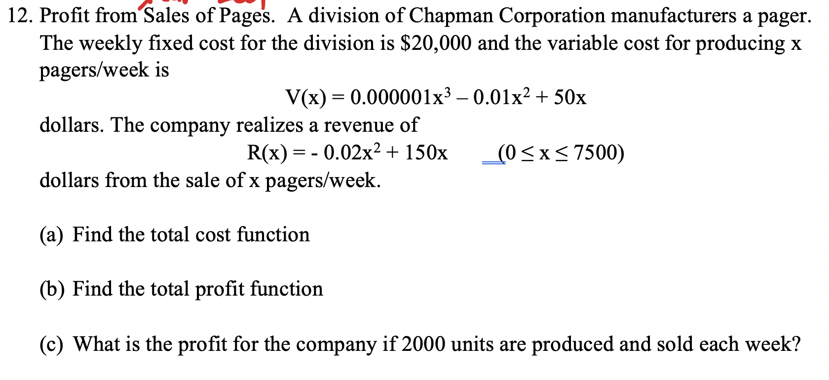 Solved 12. Profit from Sales of Pages. A division of Chapman | Chegg.com