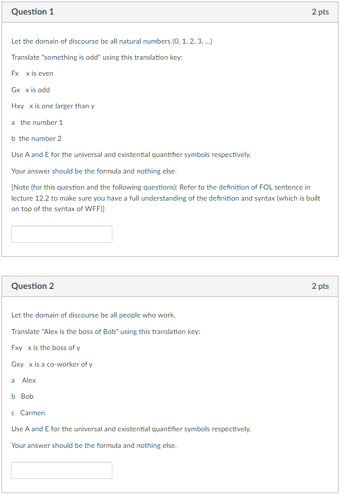 Solved Let the domain of discourse be all natural numbers | Chegg.com