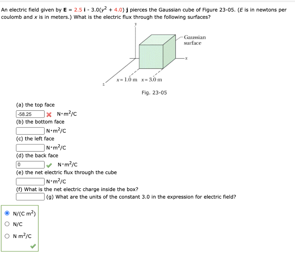 Solved An Electric Field Given By E 2 5 I 3 0 Y2 4 Chegg Com
