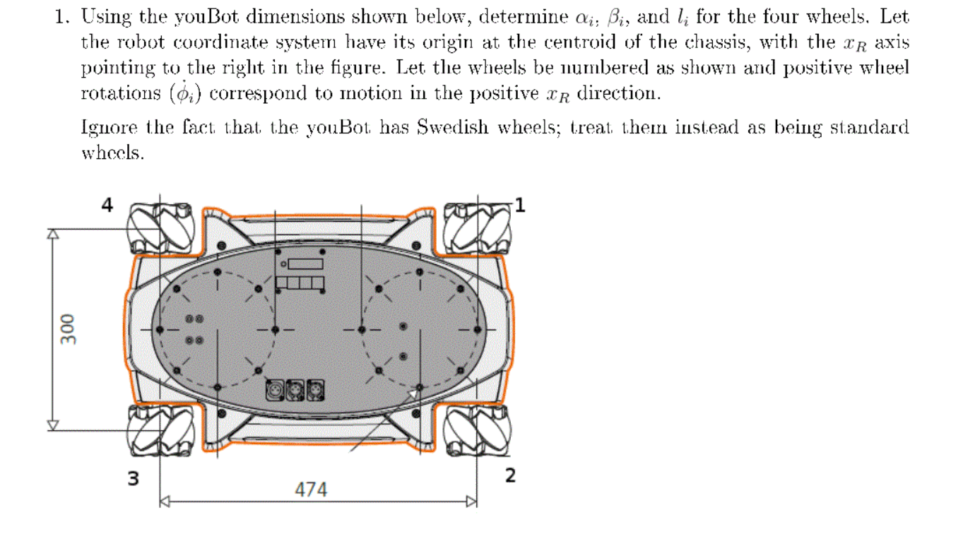 1. Using the youBot dimensions shown below, determine | Chegg.com