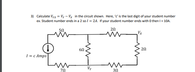 Solved 3) Calculate Vyx = Vy - Vx in the circuit shown. | Chegg.com
