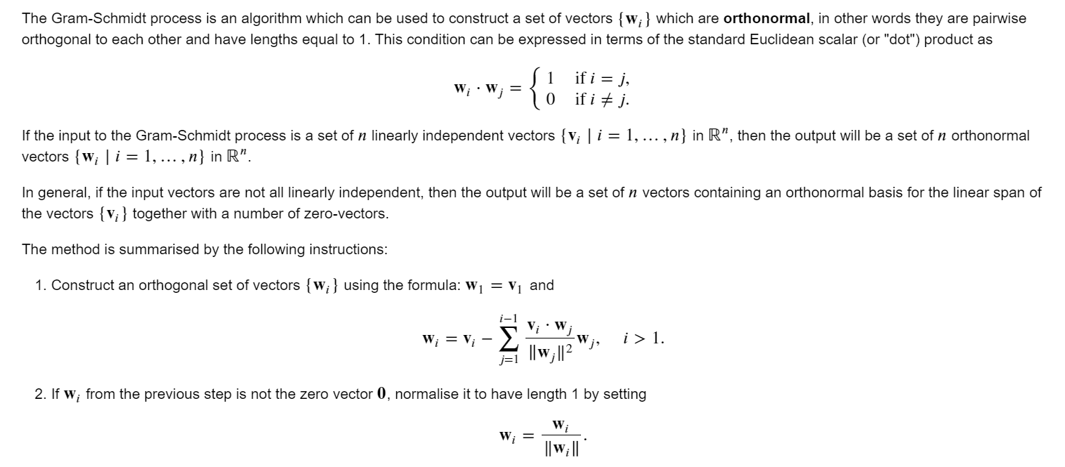 Solved The Gram-Schmidt process is an algorithm which can be | Chegg.com