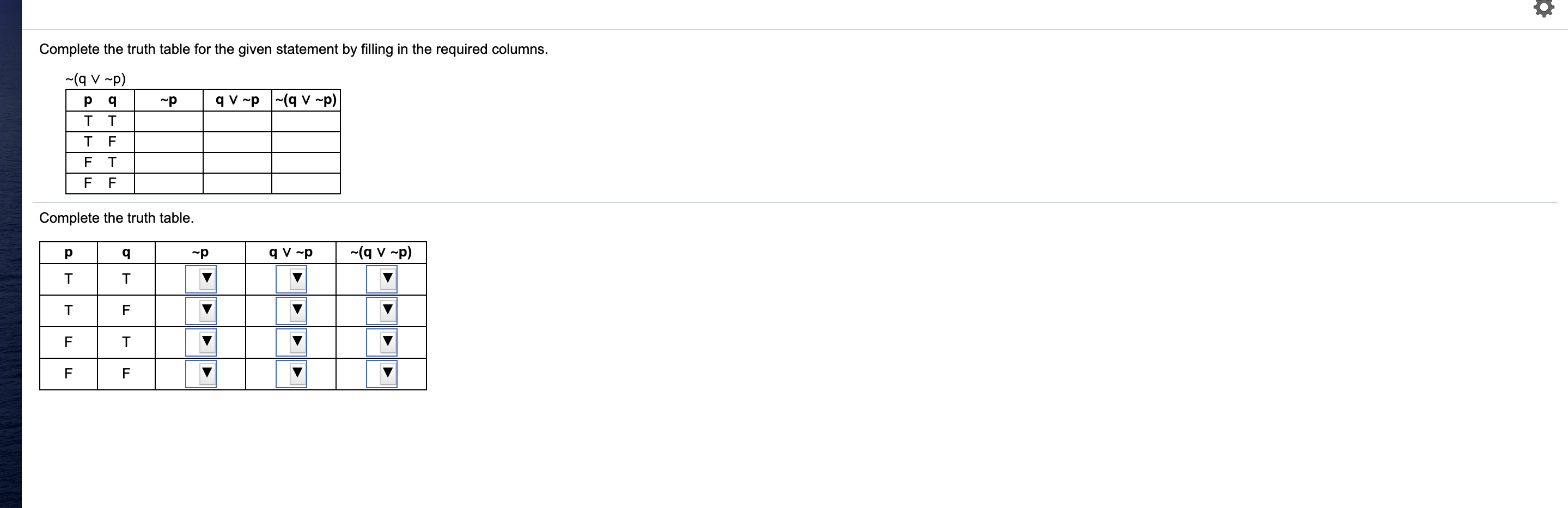 Solved Complete the truth table for the given statement by | Chegg.com
