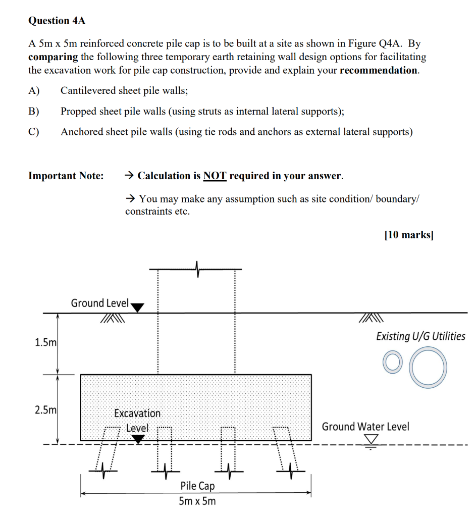 Solved Question 4A A 5m x 5m reinforced concrete pile cap is | Chegg.com