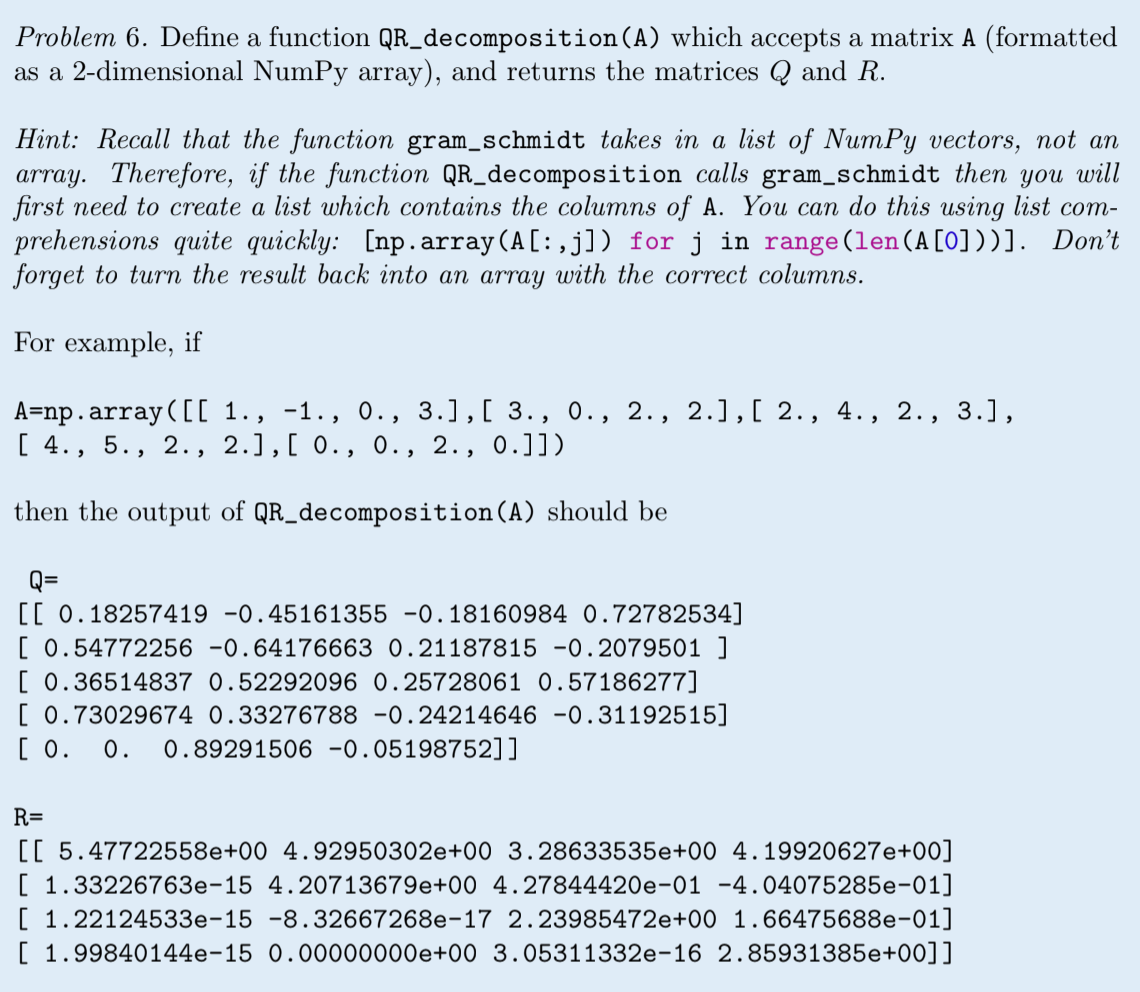 Solved 4. QR DECOMPOSITION Recall that in Lab 5 we learned | Chegg.com