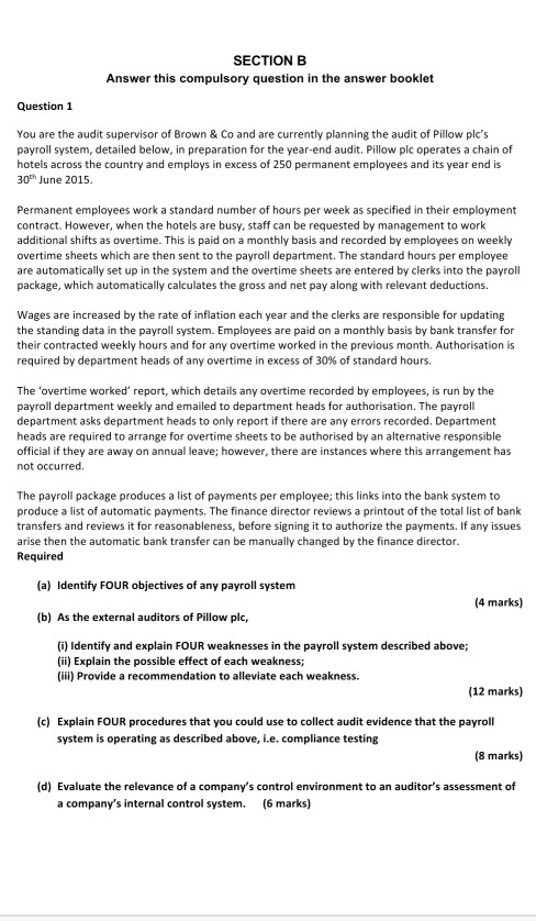 SECTION B Answer This Compulsory Question In The | Chegg.com