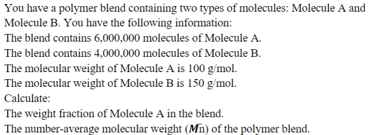 Solved You have a polymer blend containing two types of | Chegg.com