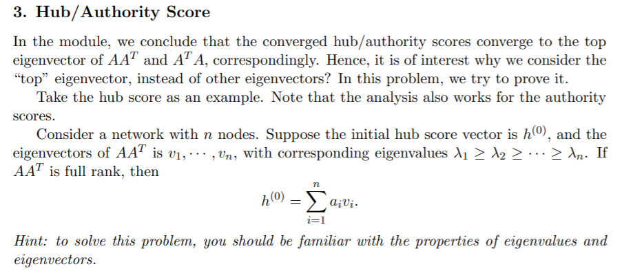 3. Hub/Authority Score In the module, we conclude | Chegg.com