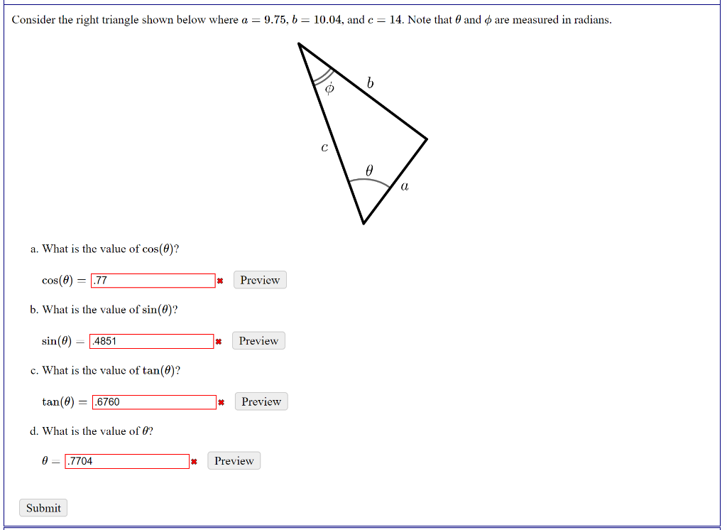 Solved Consider The Right Triangle Shown Below Where A = | Chegg.com