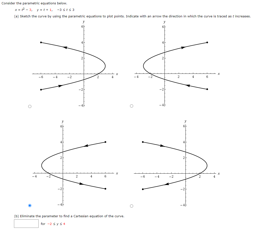 Solved Consider the parametric equations below. x = 2-3, y = | Chegg.com