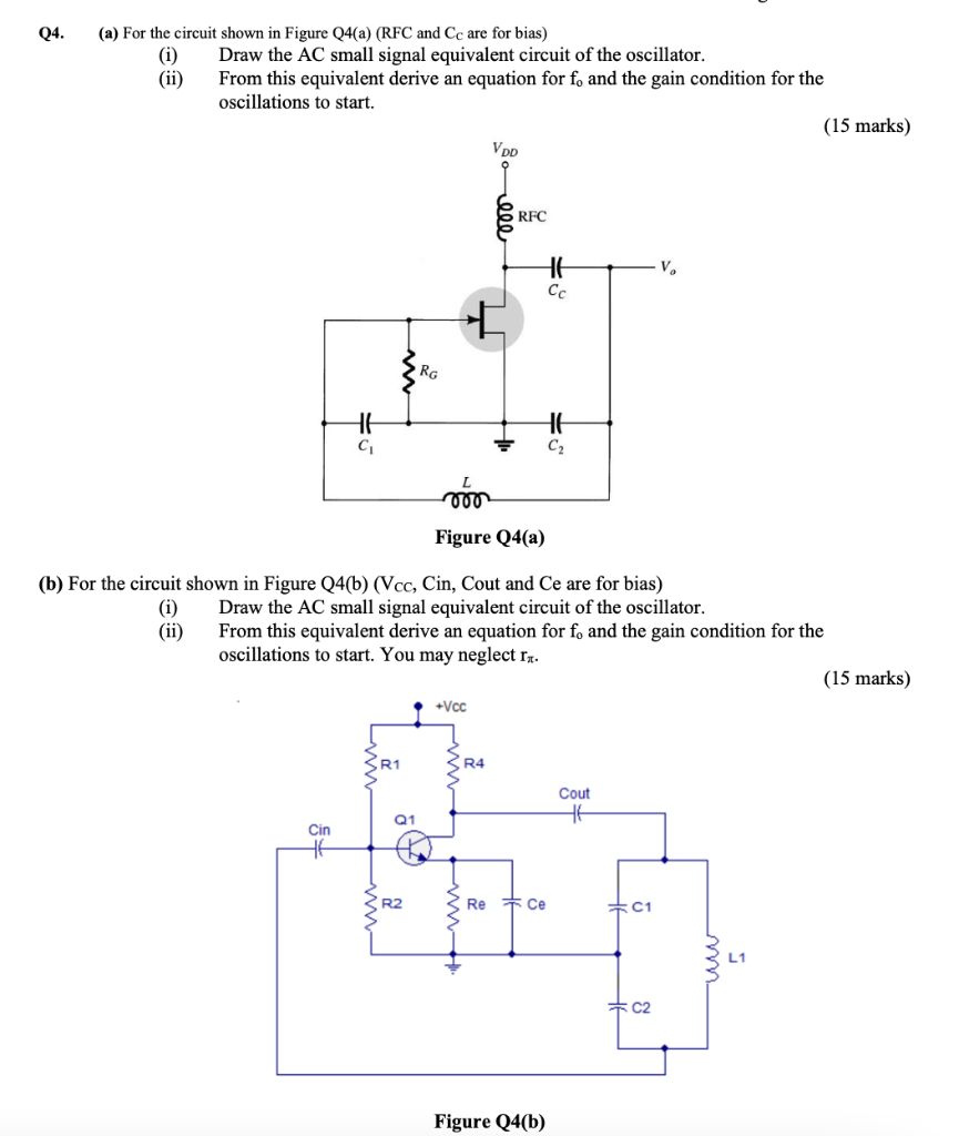 Solved Q4. (a) For the circuit shown in Figure Q4(a) (RFC | Chegg.com