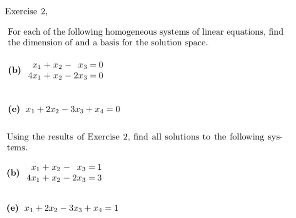 Solved For each of the following homogeneous systems of | Chegg.com