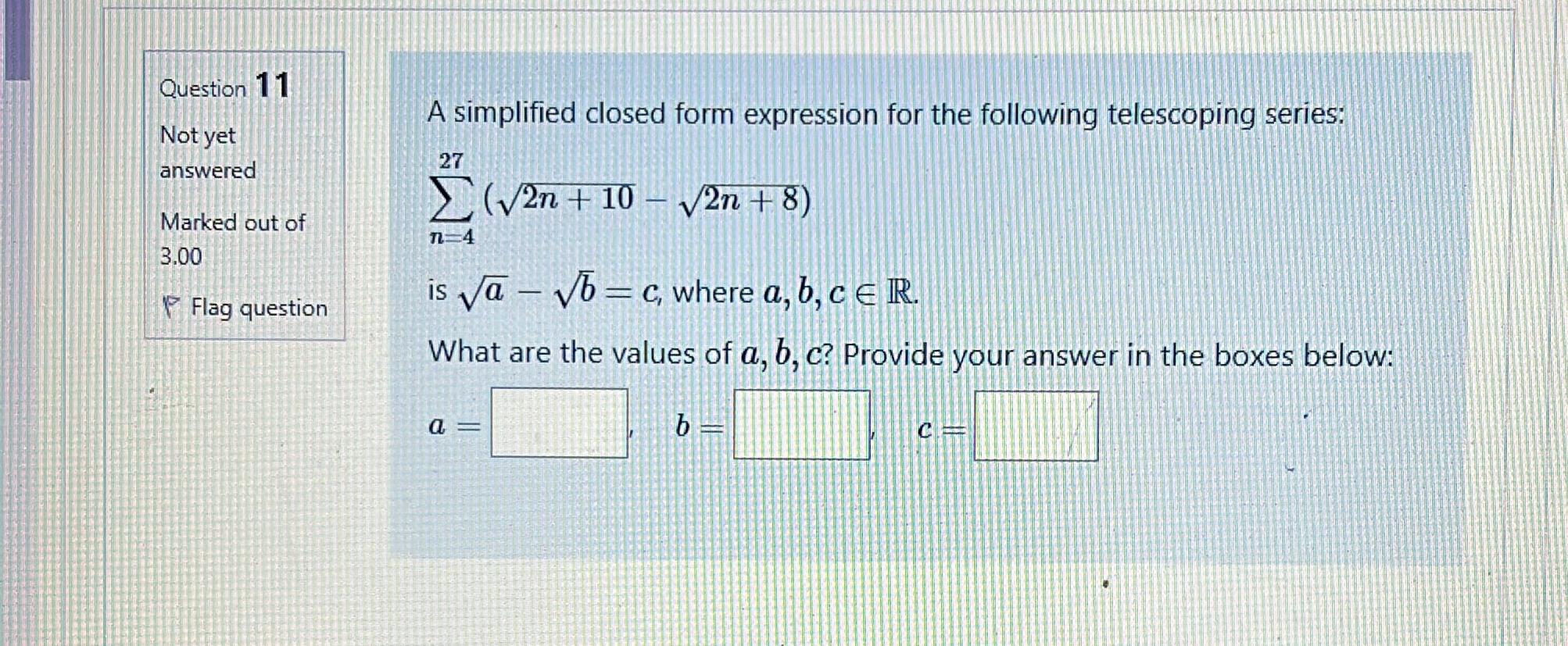  solved question 11 not yet a simplified closed form e