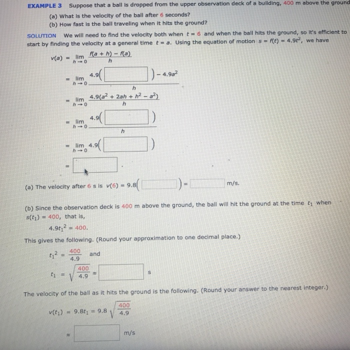 Solved EXAMPLE 3 Suppose that a ball is dropped from the