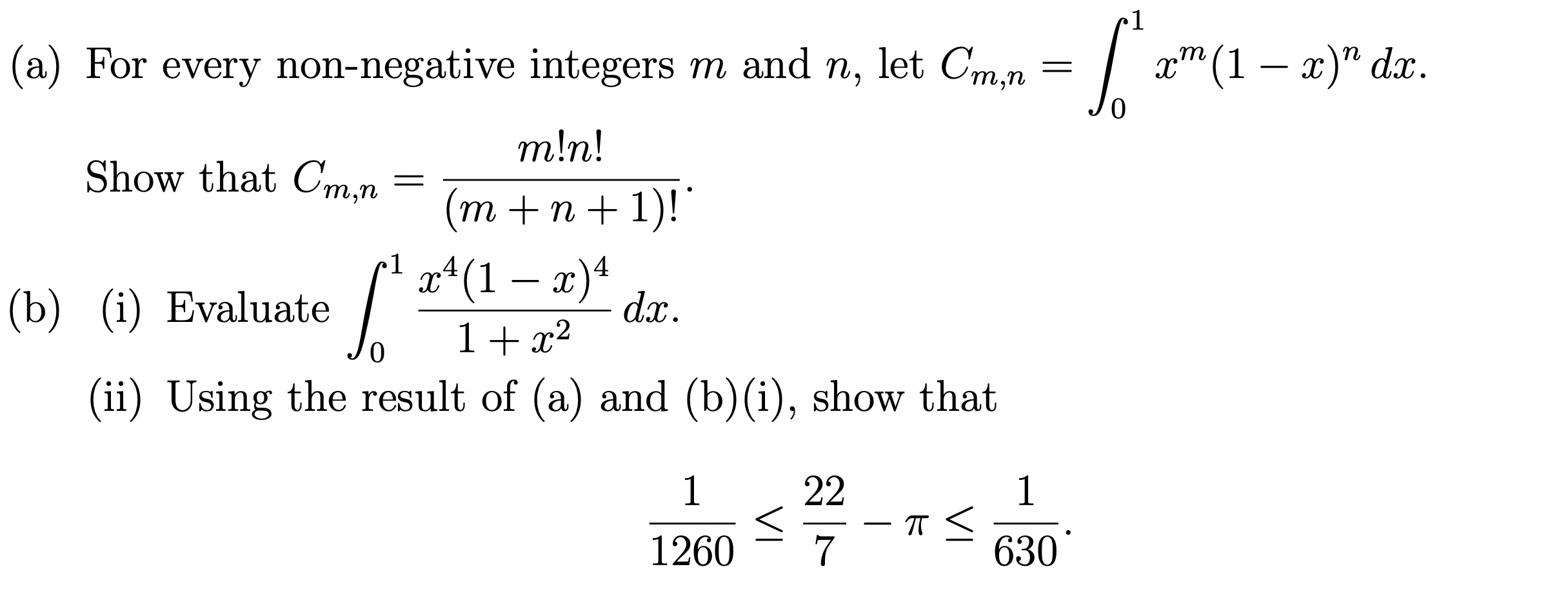 Solved -1 т (a) For every non-negative integers m and n, let | Chegg.com