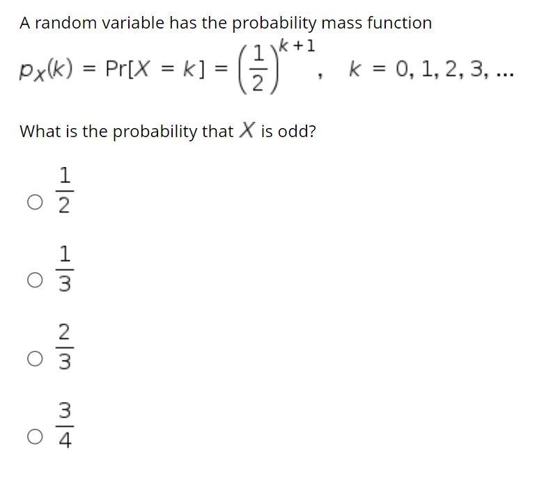 Solved A random variable has the probability mass function 1 | Chegg.com