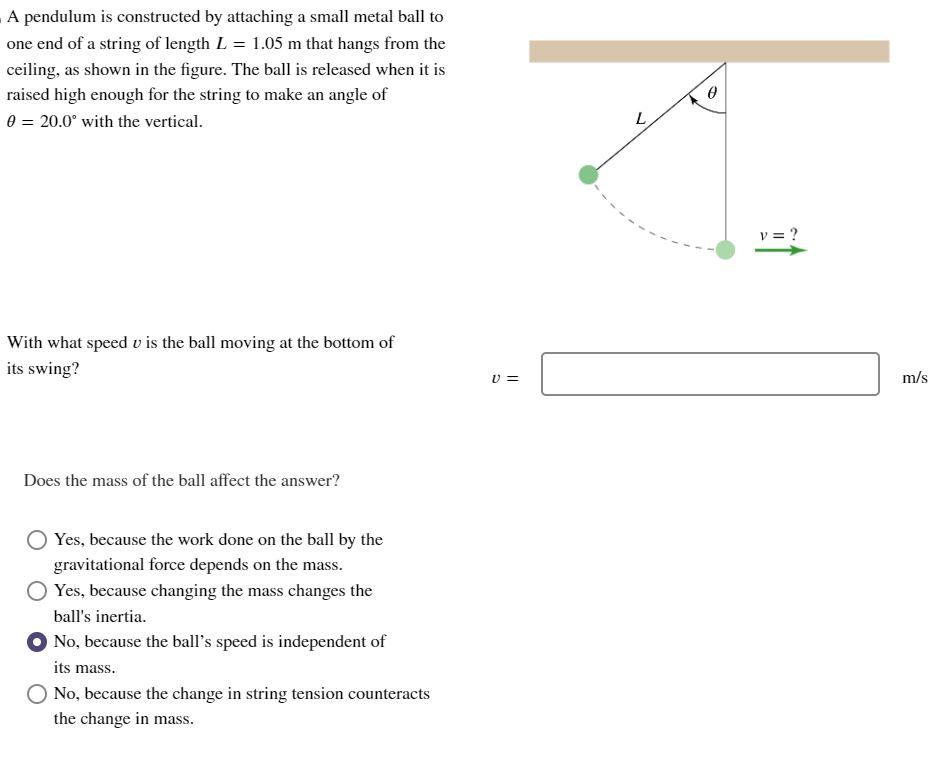 Solved A Pendulum Is Constructed By Attaching A Small Metal 