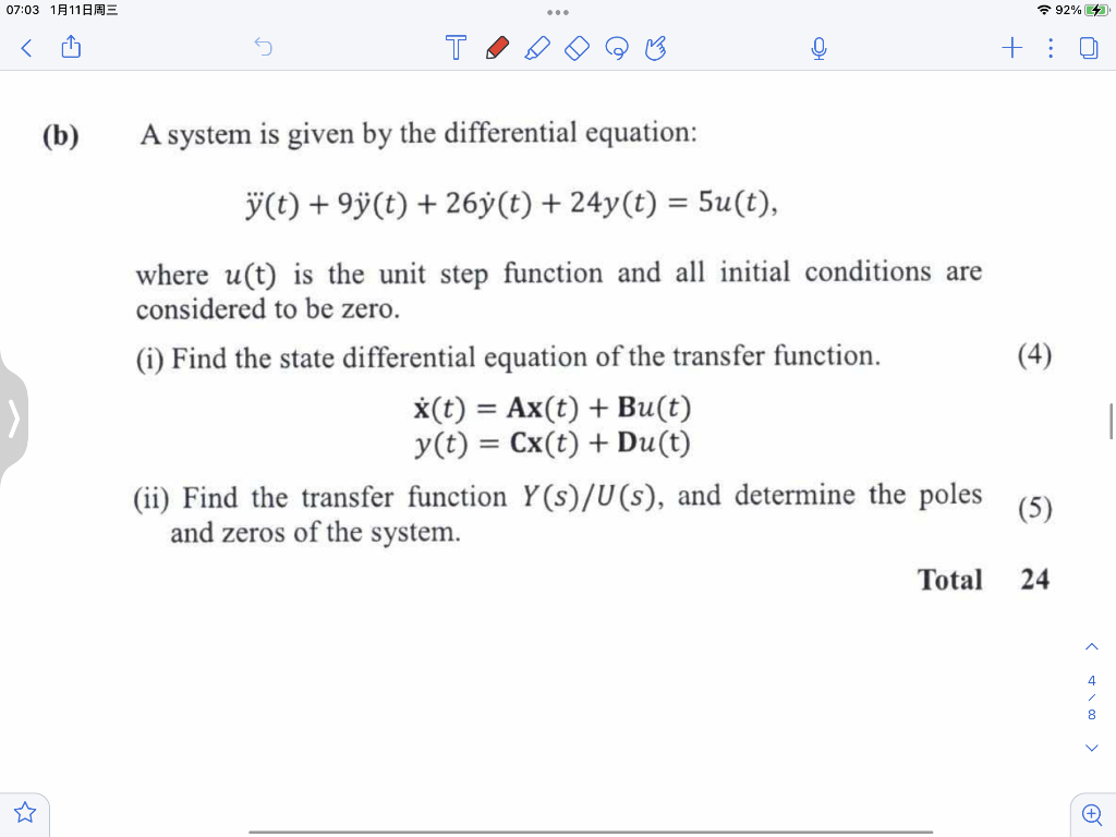 Solved (b) A System Is Given By The Differential Equation: | Chegg.com