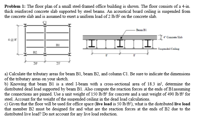 Problem 1 The Floor Plan Of A Small Steel Framed