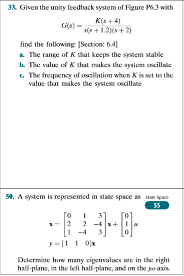 Solved 33 Given The Unity Feedback System Of Figure P6 3 Chegg Com
