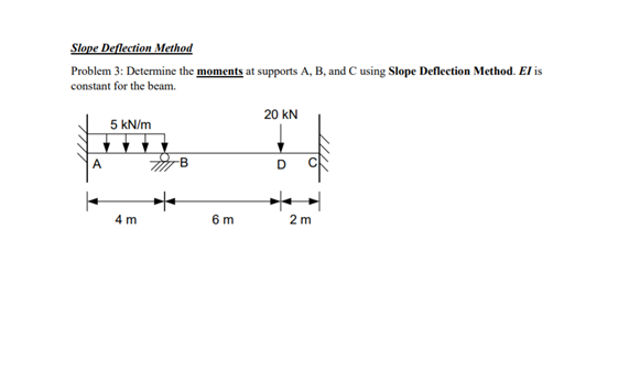 Solved Slope Deflection Method Problem 3: Determine The | Chegg.com