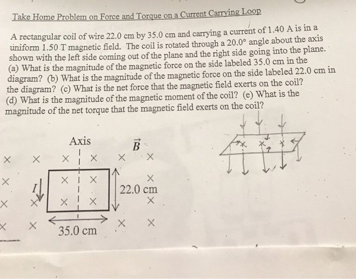 Solved Take Home Problem On Force And Torque On A Current | Chegg.com