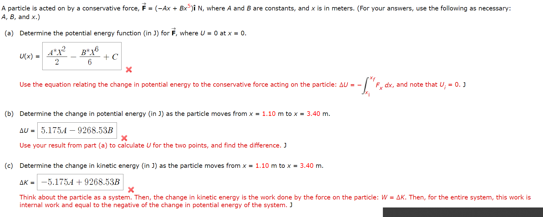 Solved A Particle Is Acted On By A Conservative Force F Chegg Com