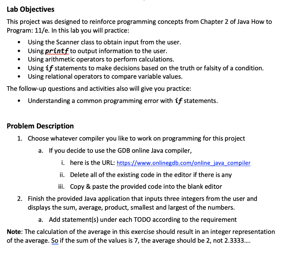 Solved Write a Java program for arithmetic calculations and | Chegg.com
