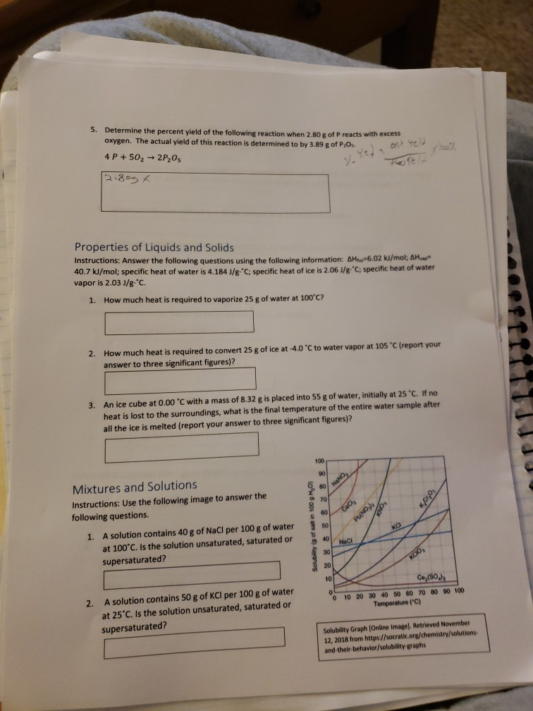 Solved S. Determine The Percent Yield Of The Following | Chegg.com