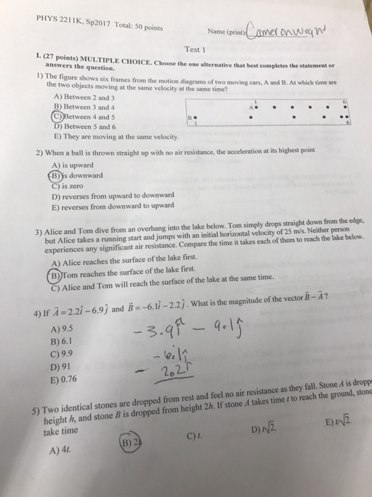 Solved The figure shows six frames from the motion diagrams
