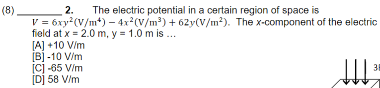 Solved 8) 2. The electric potential in a certain region of | Chegg.com