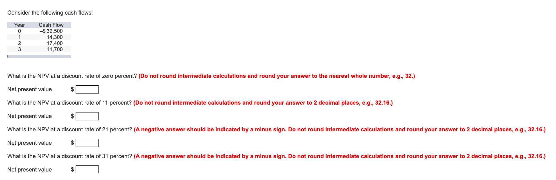 Solved Consider the following cash flows: Year 0 1 2 3 Cash | Chegg.com