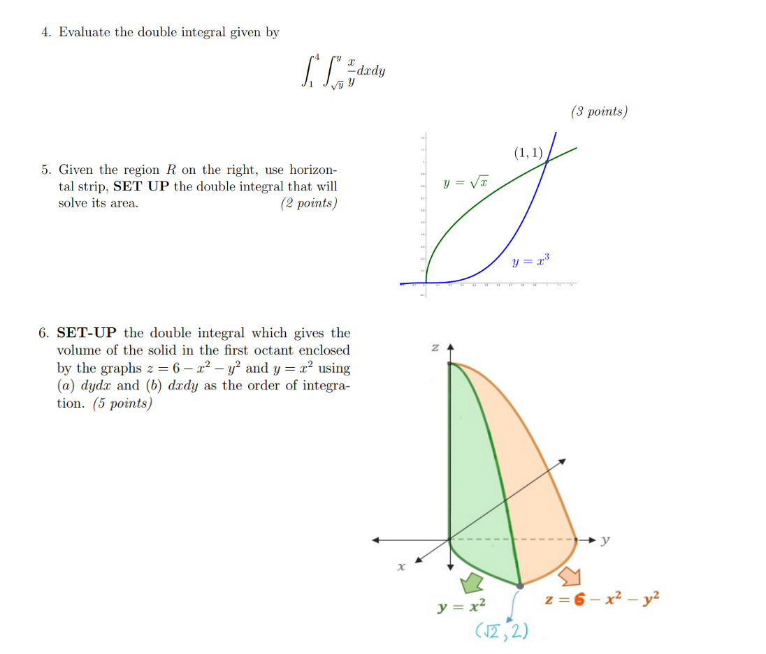 Solved 4. Evaluate the double integral given by ∫14∫yyyxdxdy | Chegg.com