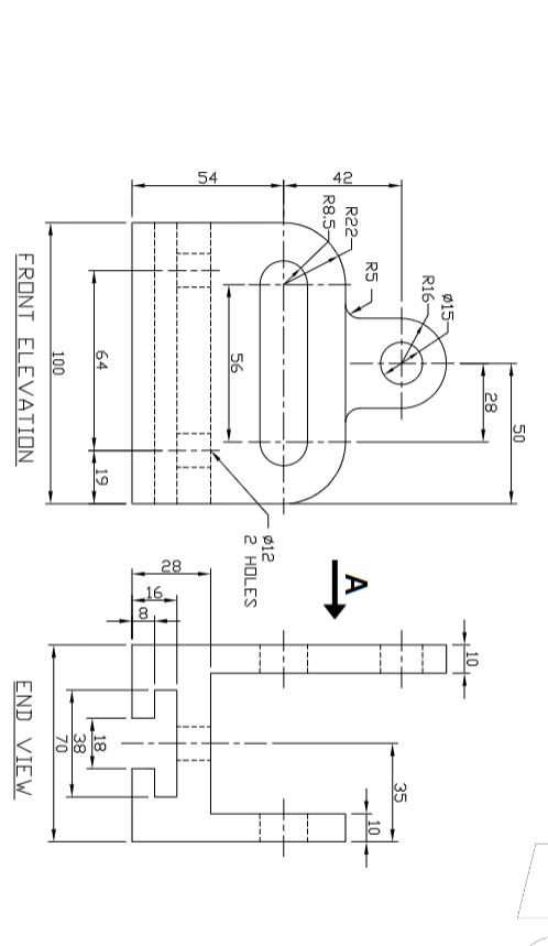 Solved Draw the given end view of the detail. In the | Chegg.com