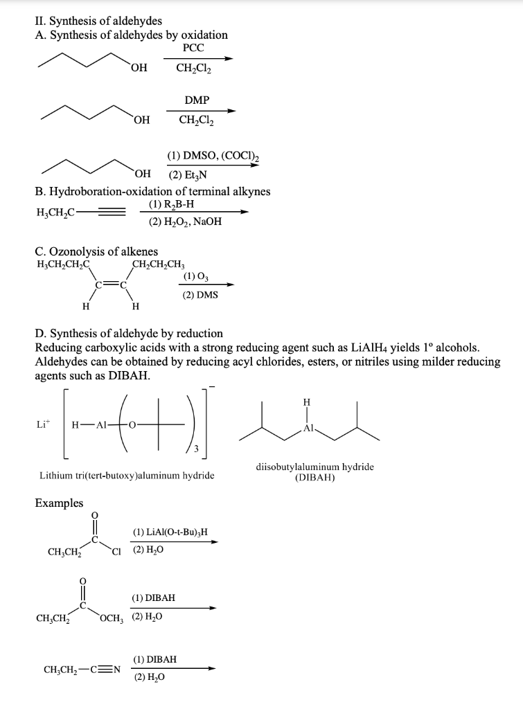 Solved II Synthesis Of Aldehydes A Synthesis Of Aldehydes Chegg Com