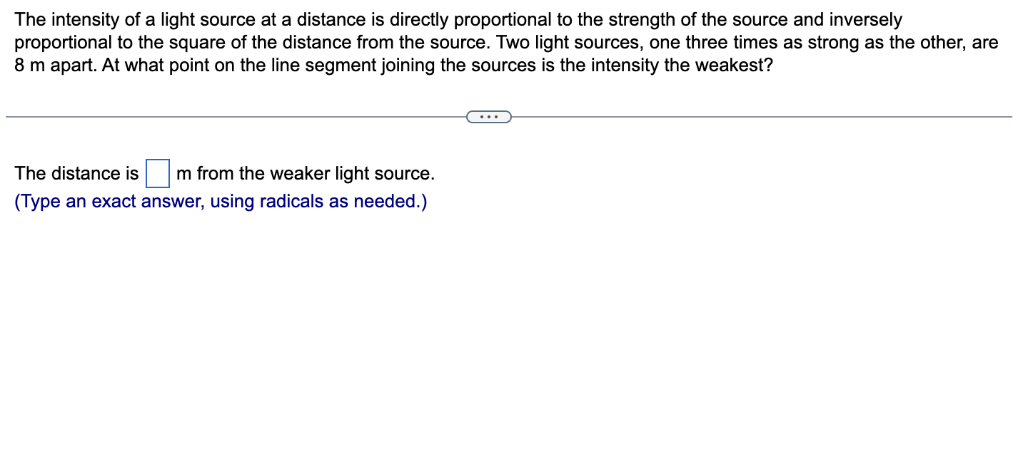 Solved The intensity of a light source at a distance is | Chegg.com