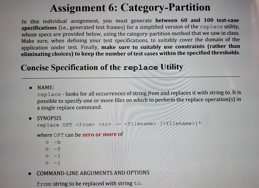 assignment 6 category partition github