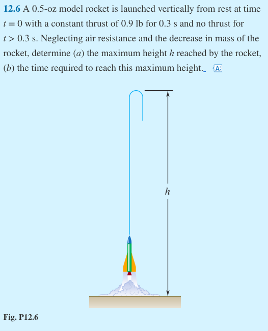 Solved 12.6 A 0.5oz model rocket is launched vertically