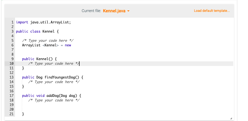 Solved Complete the Kennel class by implementing the | Chegg.com