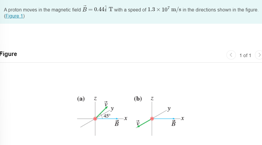 Solved A Proton Moves In The Magnetic Field B=0.44i^ T With | Chegg.com