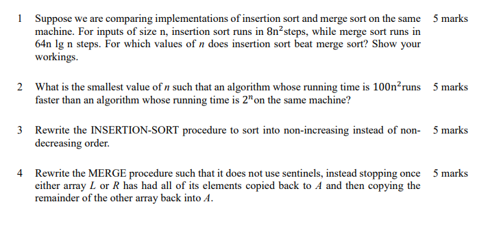 Solved 1 Suppose We Are Comparing Implementations Of | Chegg.com