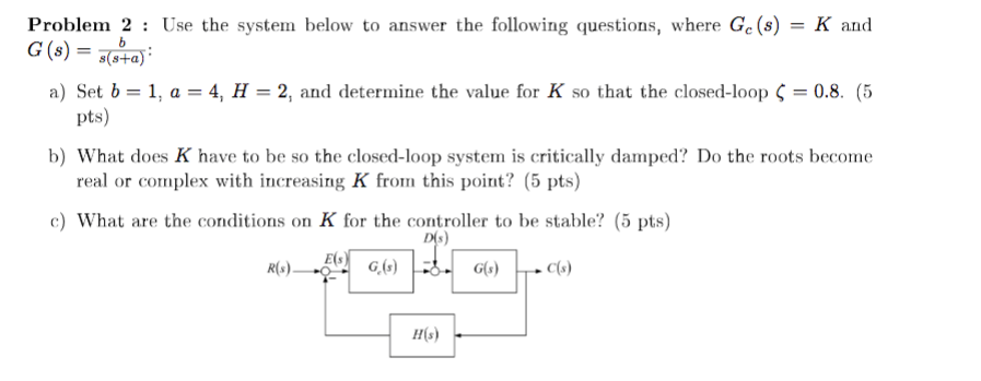 Solved Problem 1: Determine the system type and the tracking | Chegg.com