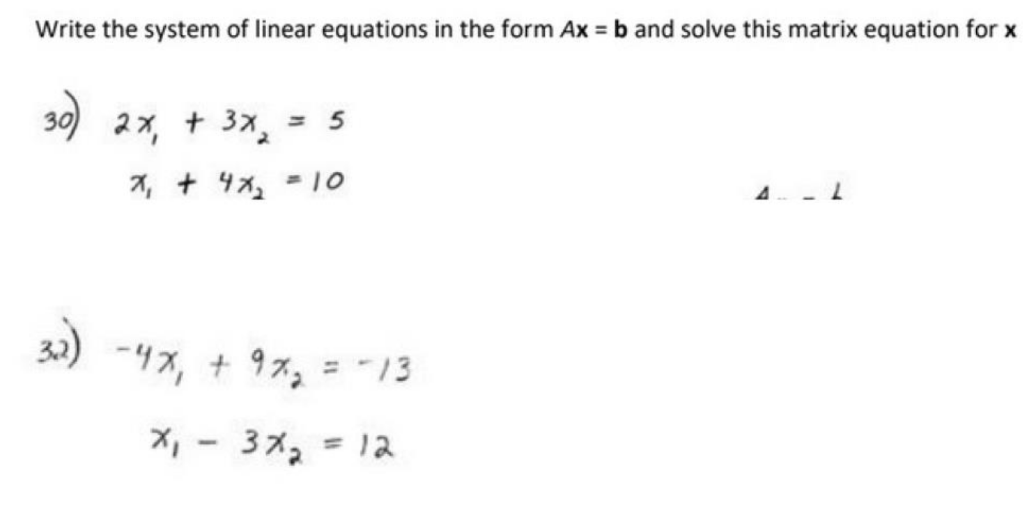 Solved Write The System Of Linear Equations In The Form Ax=b | Chegg.com