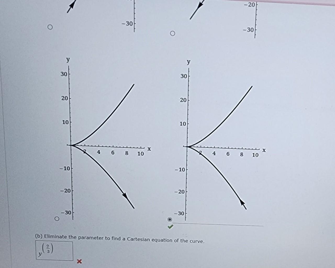 (b) Eliminate the parameter to find a Cartesian equation of the curve.