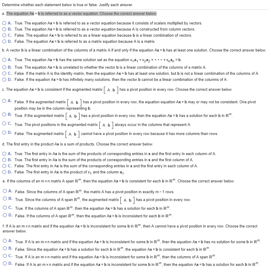 Solved Determine Whether Each Statement Below Is True Or | Chegg.com